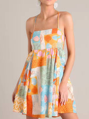 Casual Plaid Multi-Color Lace-up Cutout With Pockets High Waist Mini Dress