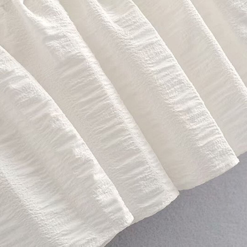 Casual Pleated O Neck Three Quarter Sleeve Mini Dresses