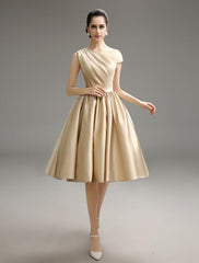 Casual Pleated Satin Cocktail Dress Free Customization Dress