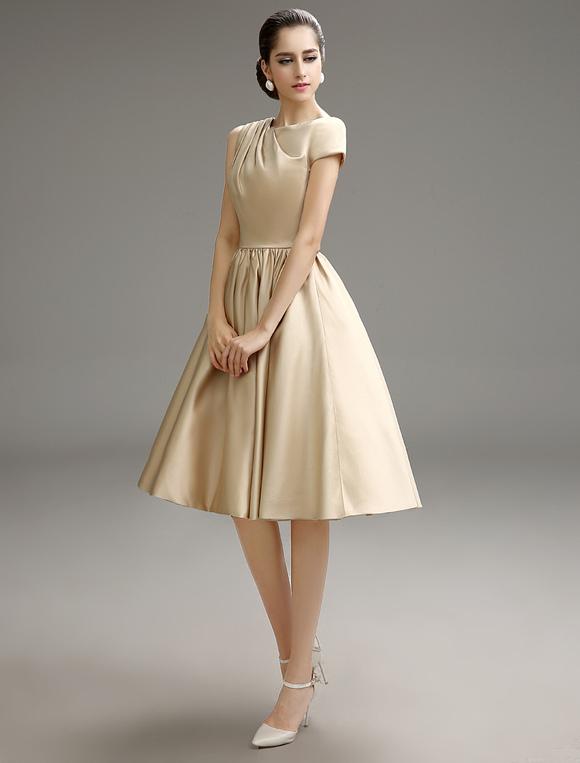 Casual Pleated Satin Cocktail Dress Free Customization Dress