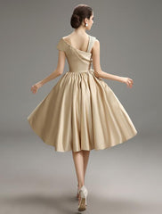 Casual Pleated Satin Cocktail Dress Free Customization Dress