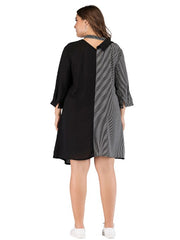 Casual Plus Size Contrast Color Dress