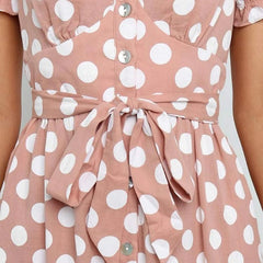 Casual Polka Dot Short Sleeve Midi Dress