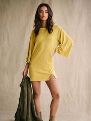 Casual Polyester Relaxed Fit Oversized Mini Dress Street Wear