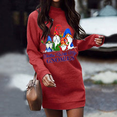 Casual Printing Round Neck Long-sleeve Sweatshirt Dress
