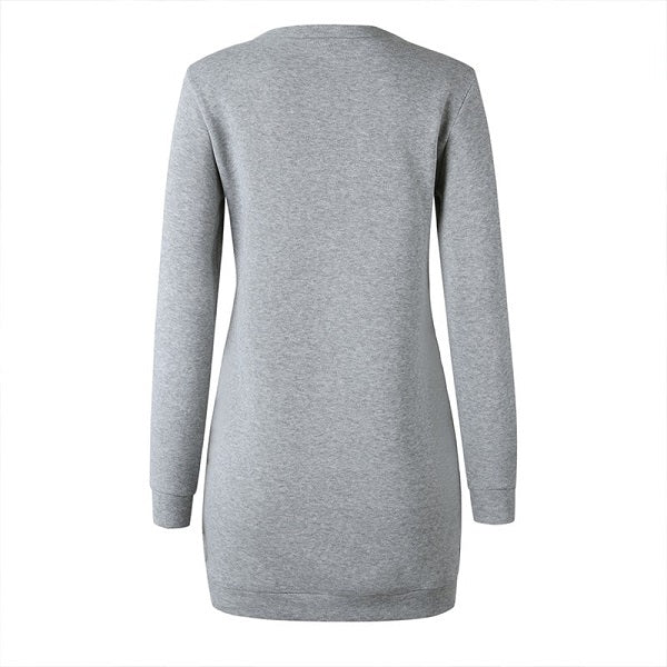 Casual Printing Round Neck Long-sleeve Sweatshirt Dress