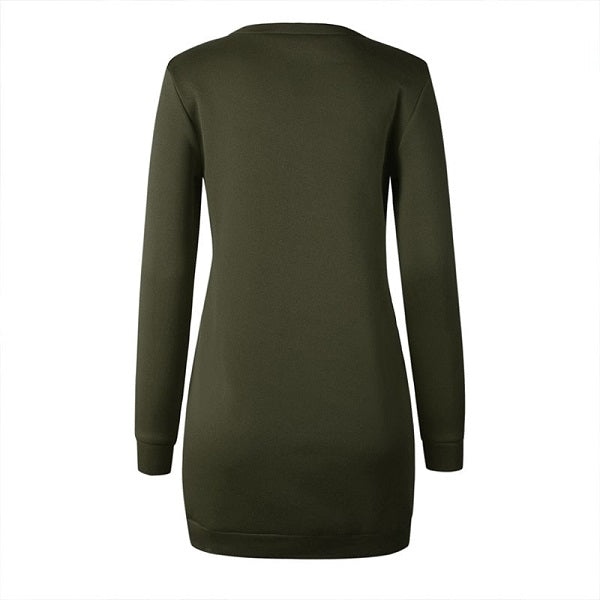 Casual Printing Round Neck Long-sleeve Sweatshirt Dress