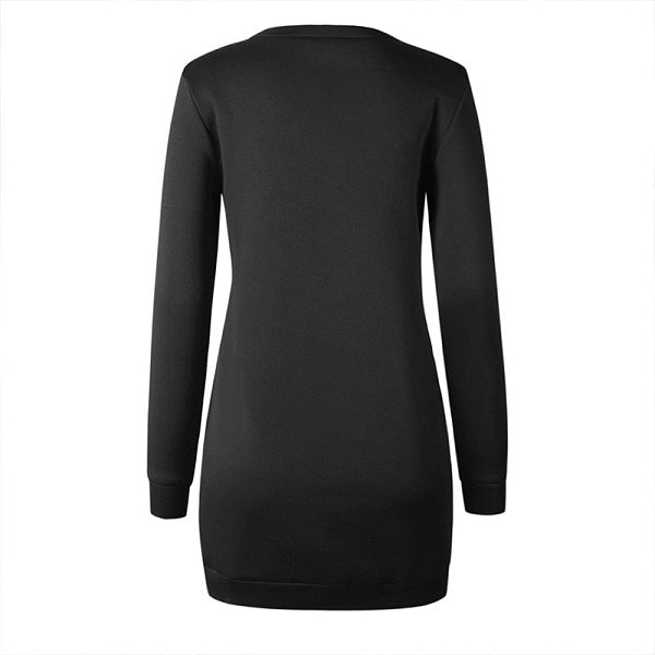 Casual Printing Round Neck Long-sleeve Sweatshirt Dress