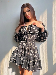 Casual Pullover Above Knee Slim Print Mini Dress