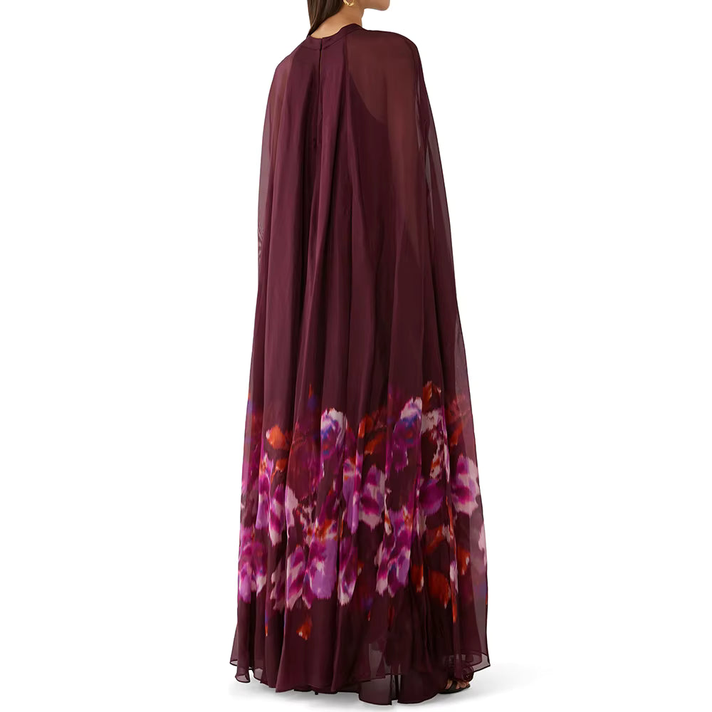 Casual Round Neck Long Sleeves Patchwork Printing Solid Maxi Dress