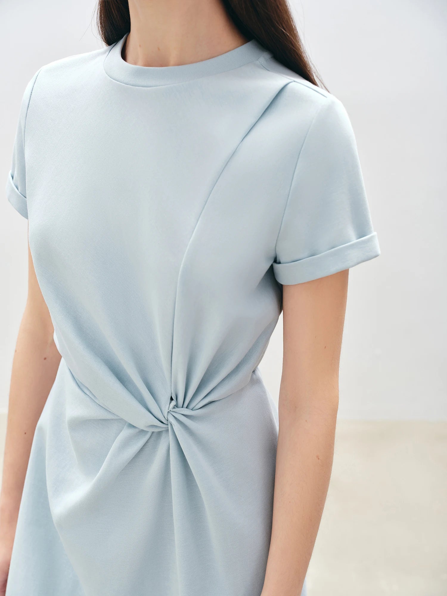 Casual Round Neck Short Sleeve Mid-Calf Solid Long Dresses