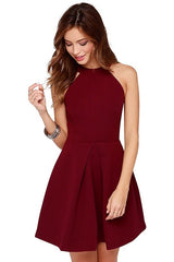 Casual Round Neck Solid Mini Dress