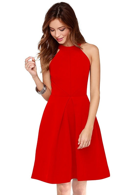 Casual Round Neck Solid Mini Dress