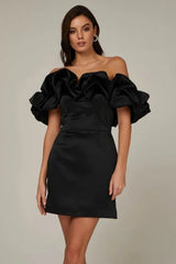 Casual Ruffles Slash Neck Bodycon Hip Backless Strapless Mini Party Dress
