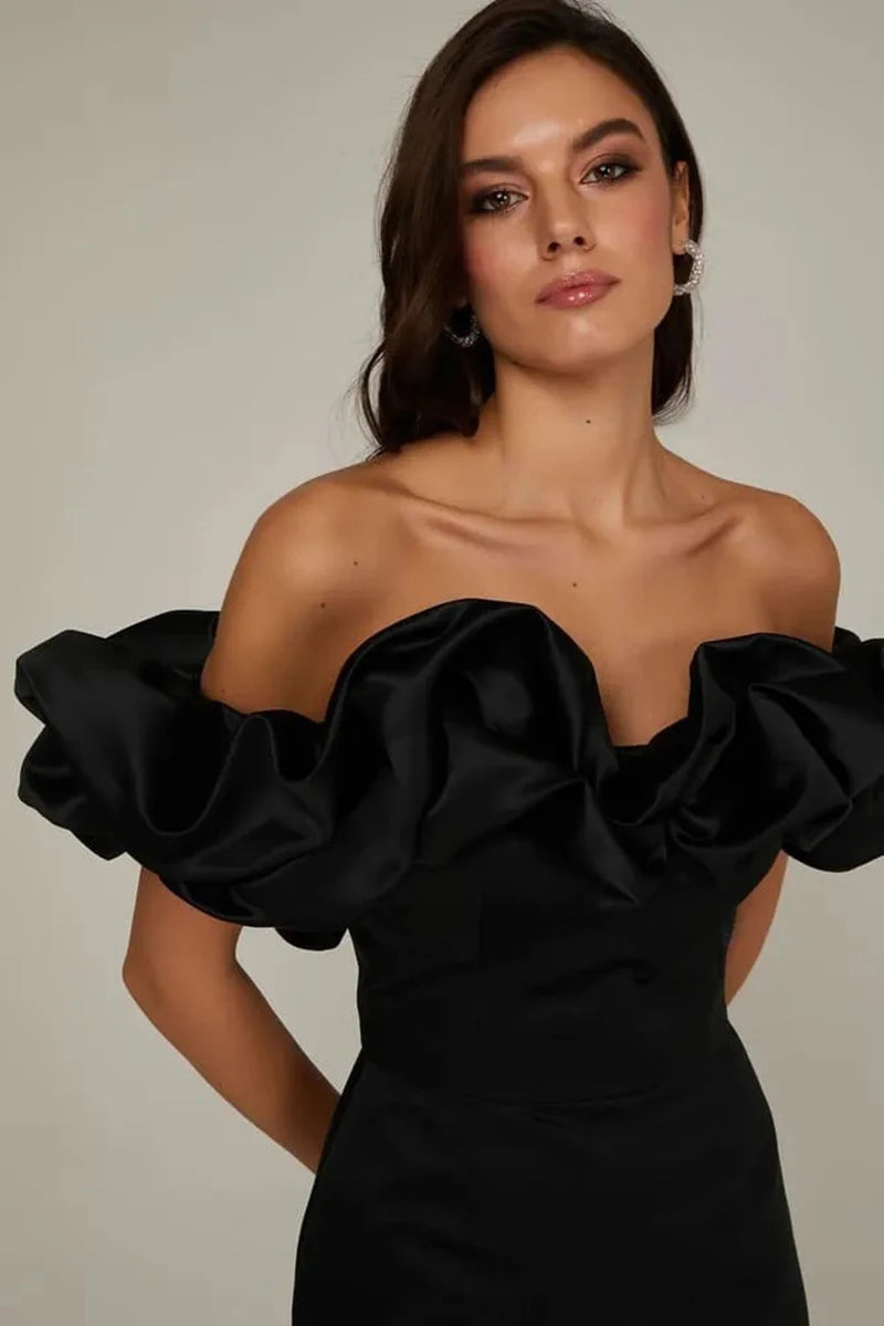 Casual Ruffles Slash Neck Bodycon Hip Backless Strapless Mini Party Dress