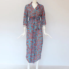 Casual Long Striped Print Dress Shirt With Pockets