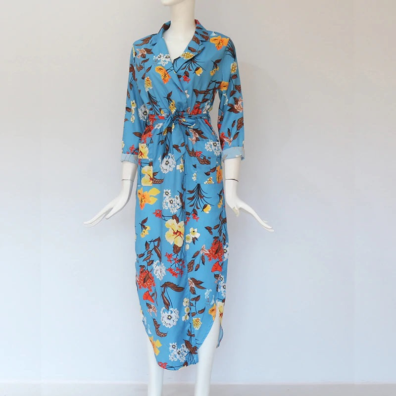 Casual Long Striped Print Dress Shirt With Pockets