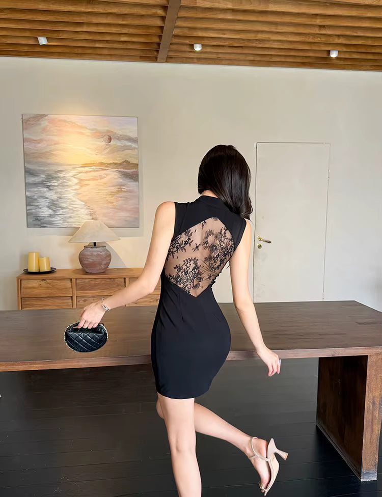 Casual Sheath Pencil Zipper Simple Slim Sleeveless Mini Dress