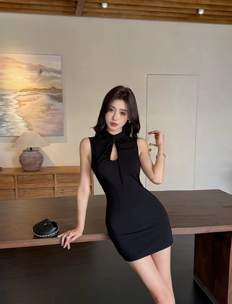 Casual Sheath Pencil Zipper Simple Slim Sleeveless Mini Dress