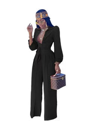 Casual Shirt Collar Polyester Two-Piece Suit Jumpsuits