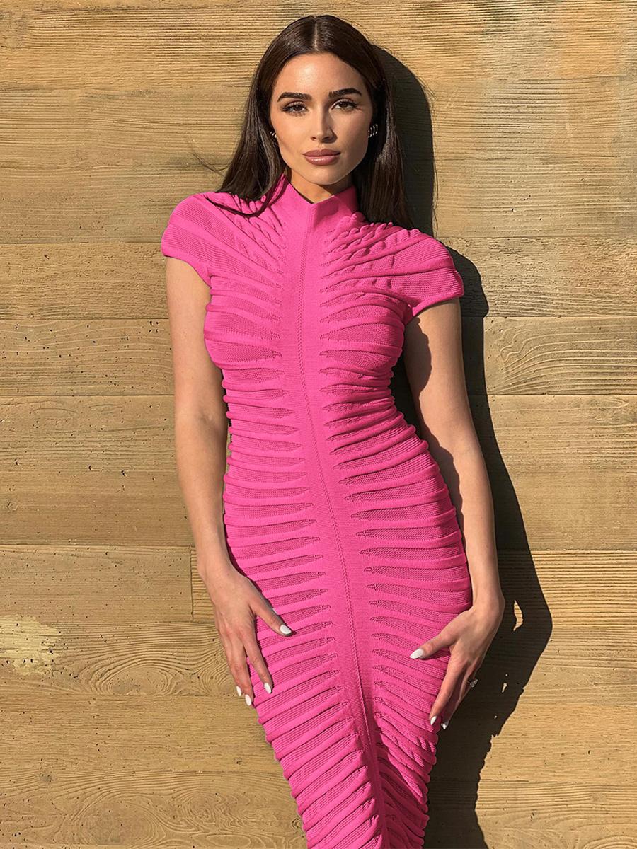 Casual Short Sleeve Ruched Night Out Bodycon Maxi Dresses