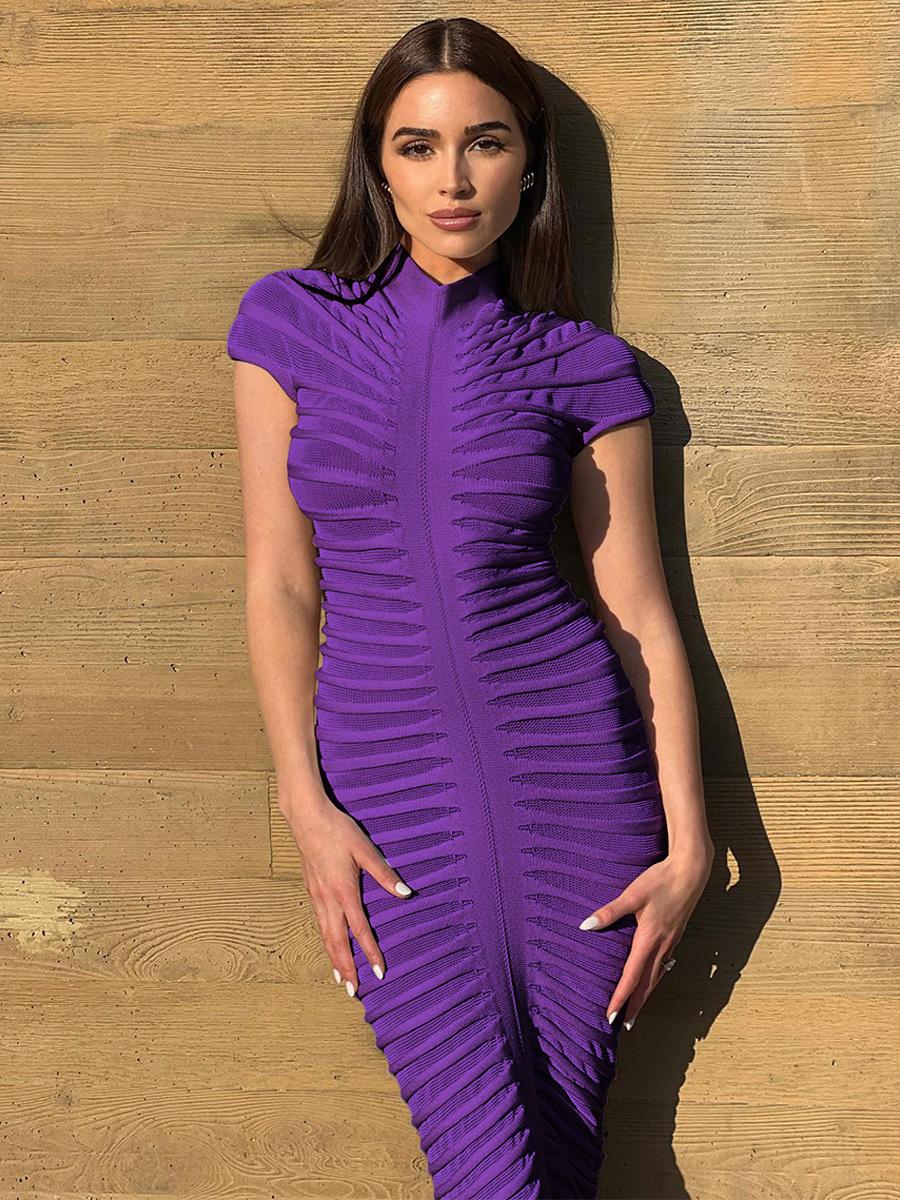 Casual Short Sleeve Ruched Night Out Bodycon Maxi Dresses
