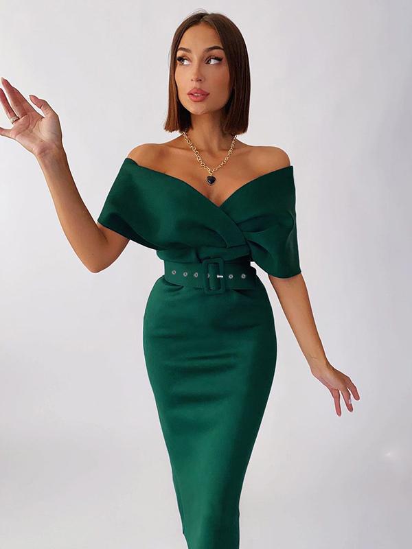 Casual Short Sleeves Zipper V-Neck Layered Bodycon Dress