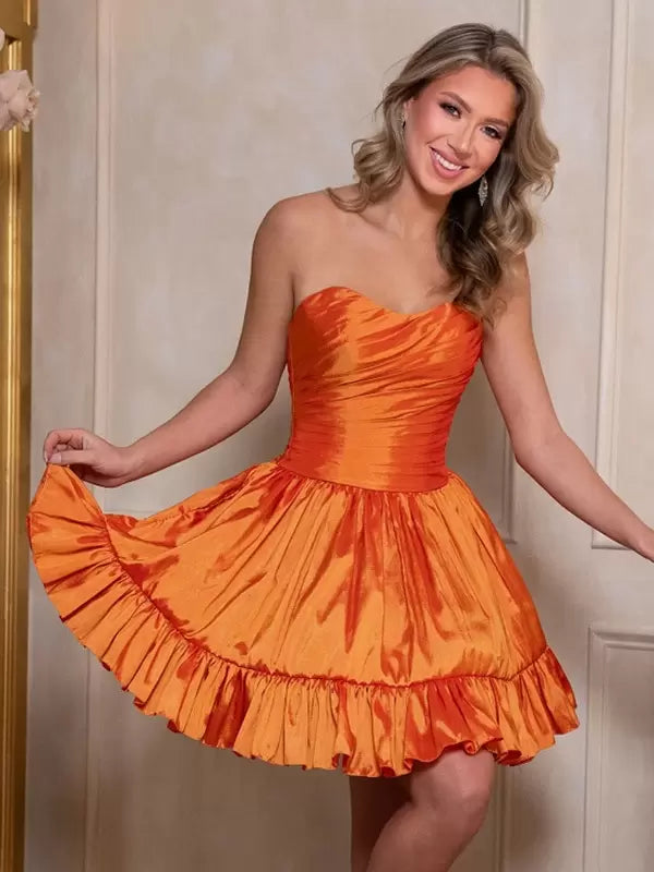 Casual Short Strapless Bows Polyester Homecoming Sleeveless Dress
