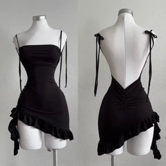 Casual Sleelveless Backless Lace Up High Street Party Club Bodycon Mini Dress