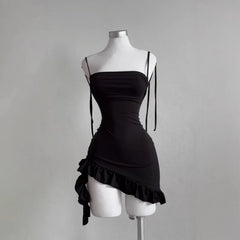 Casual Sleelveless Backless Lace Up High Street Party Club Bodycon Mini Dress