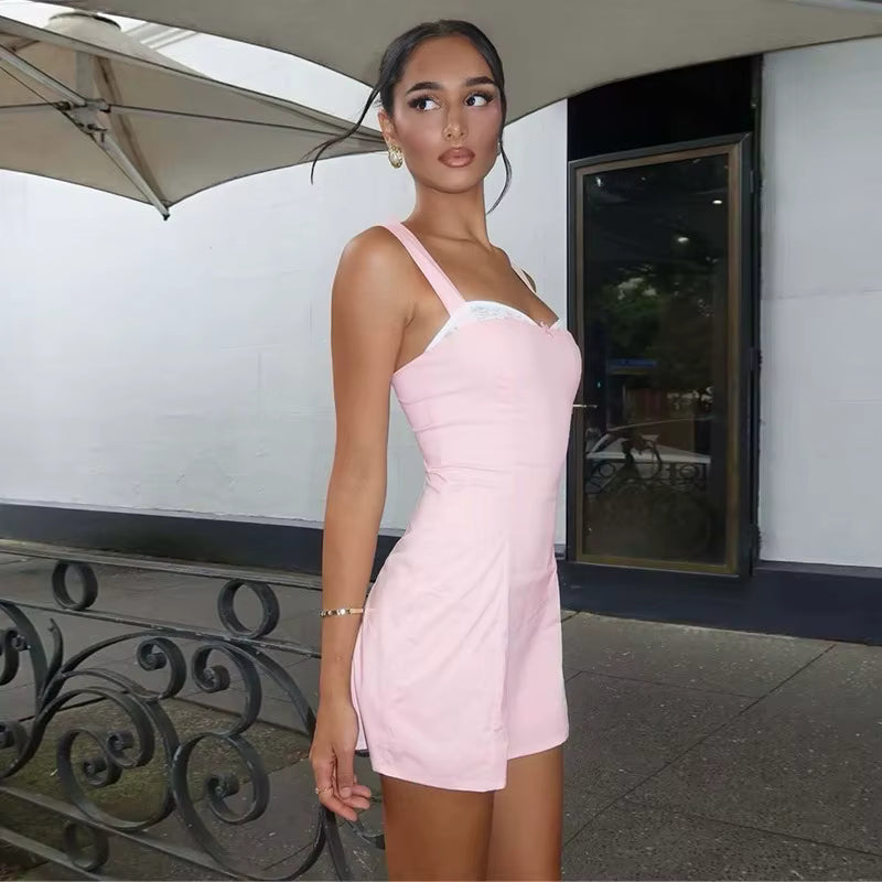 Casual Sleeveless Backless High Waist A-line Club Mini Dress