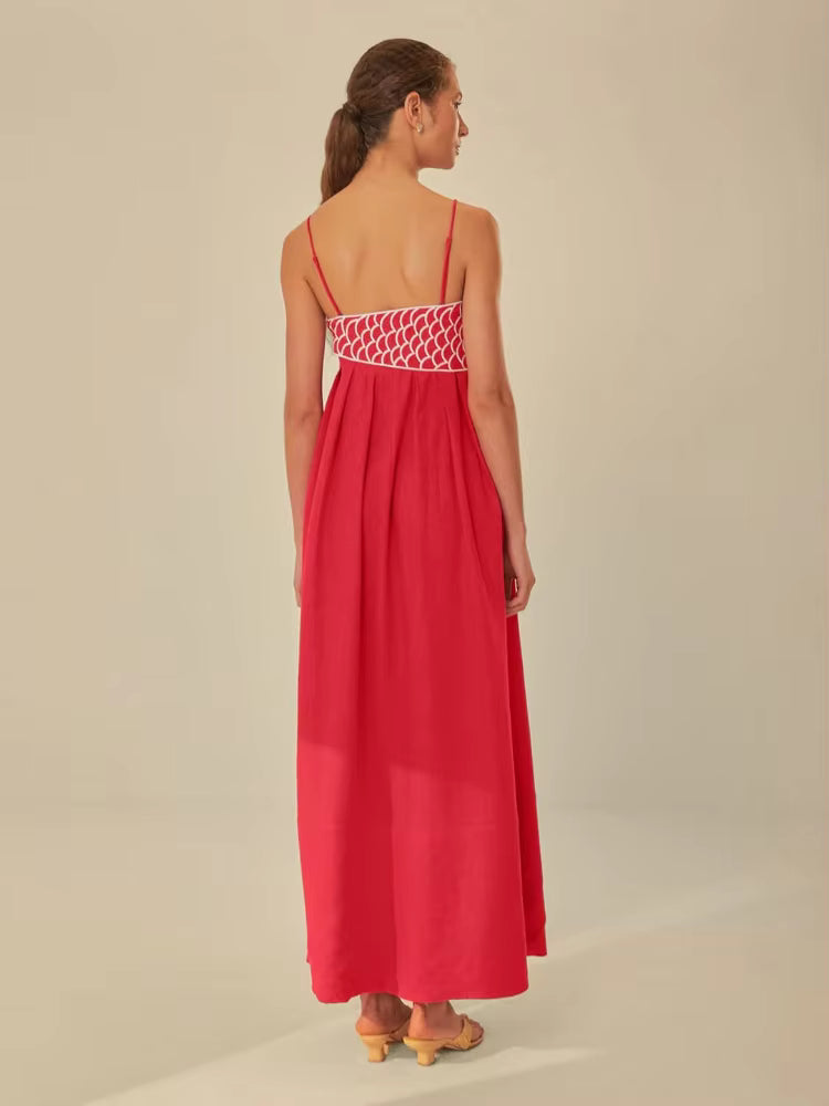 Casual Sleeveless Backless Street wear Spaghetti Strap Fish Top Maxi Dress