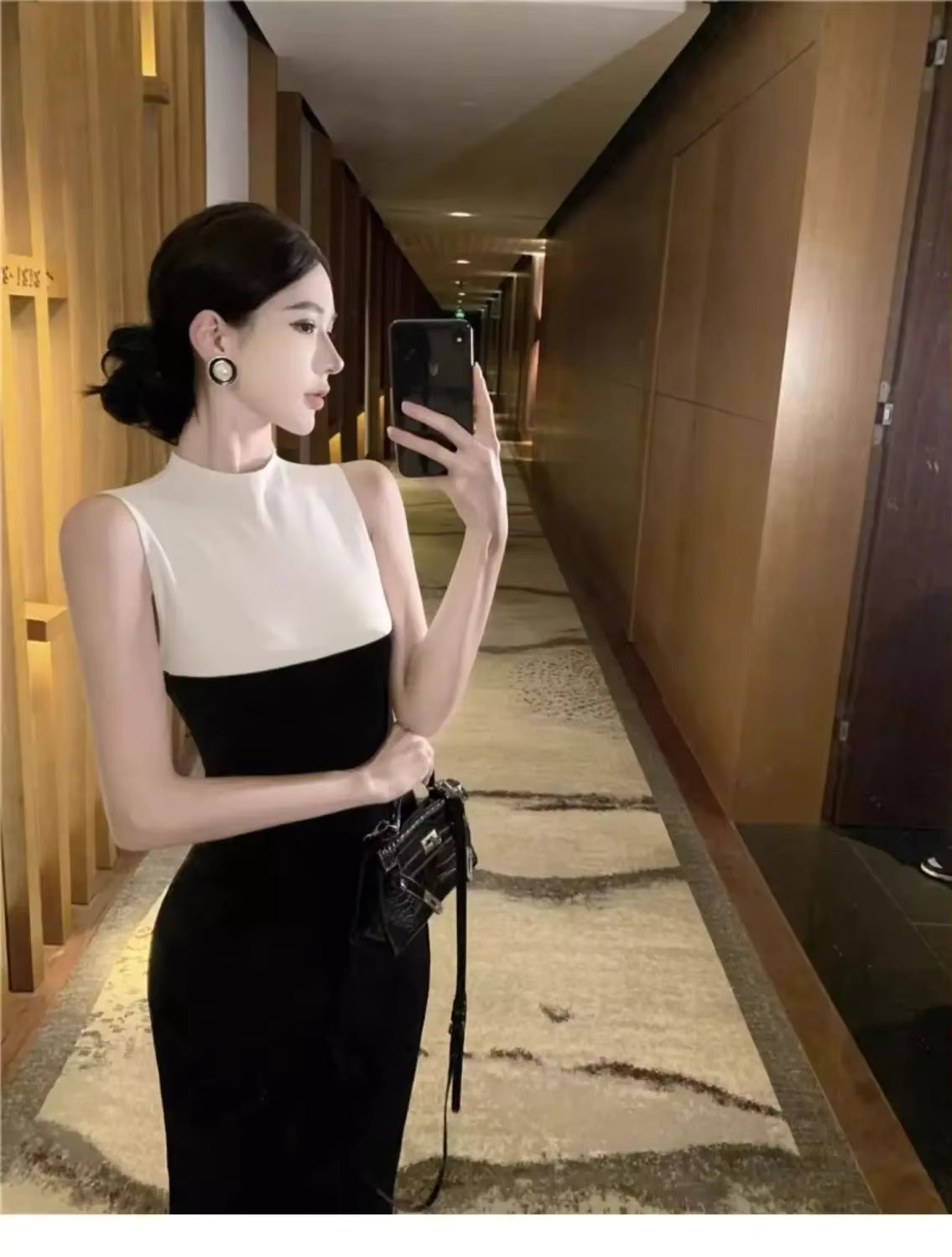 Casual Sleeveless Round Neck Zippers Temperament Knitted Dress
