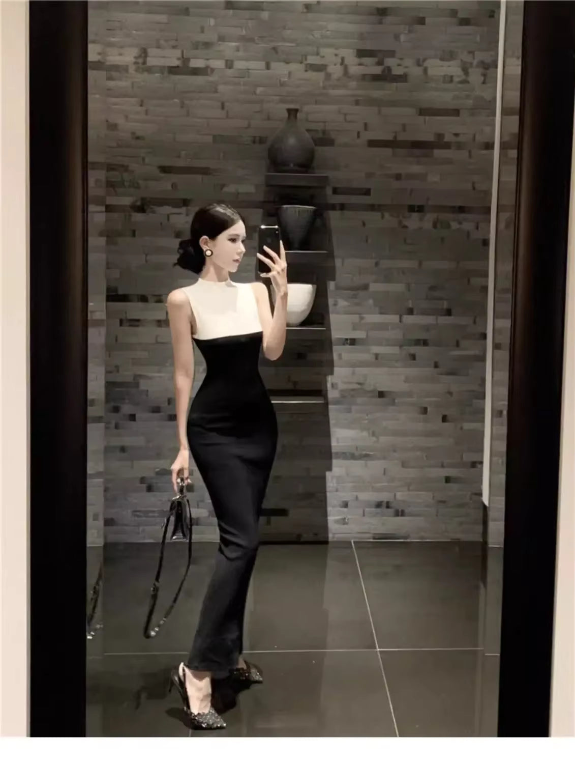 Casual Sleeveless Round Neck Zippers Temperament Knitted Dress