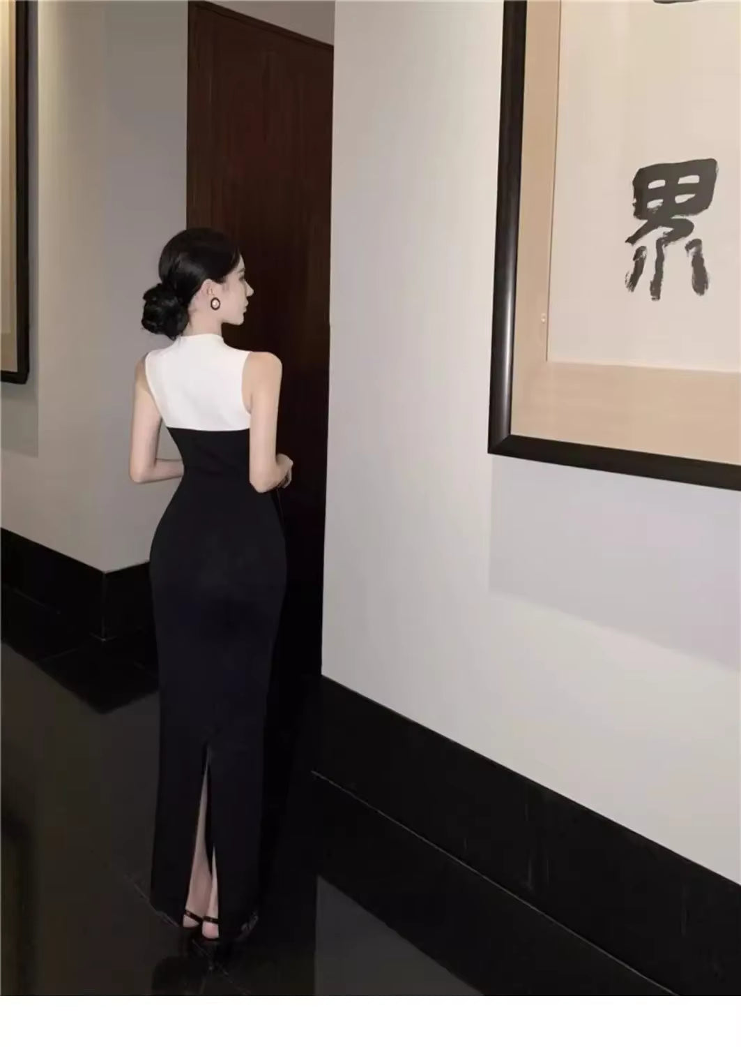 Casual Sleeveless Round Neck Zippers Temperament Knitted Dress