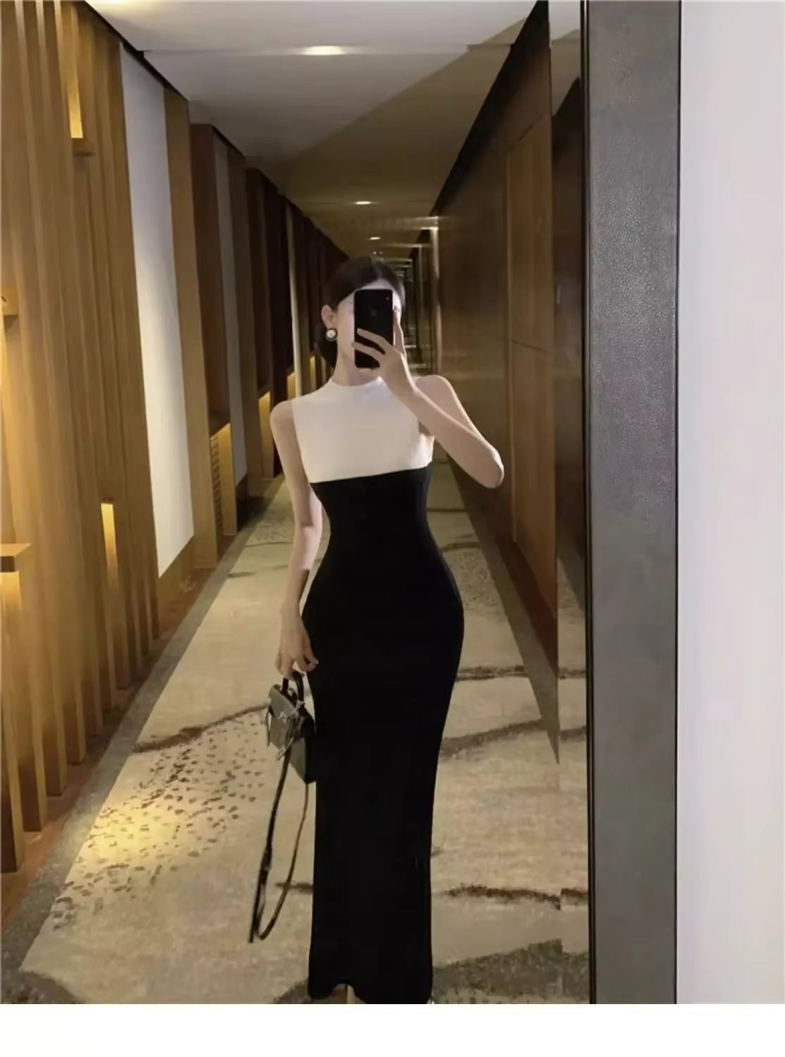 Casual Sleeveless Round Neck Zippers Temperament Knitted Dress