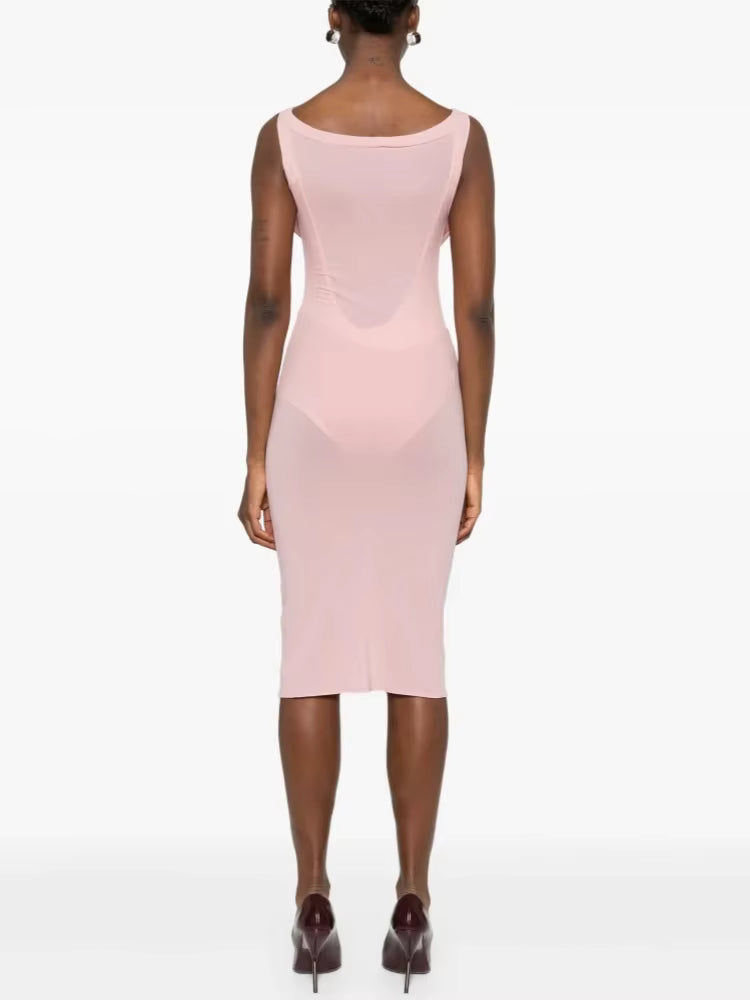 Casual Sleeveless Sling Patchwork Flower Spaghetti Strap Bodycon Cocktail Midi Dress