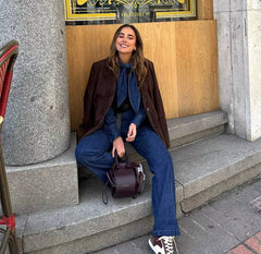Casual Soft Comfortable Long-Sleeve Denim Jumpsuit Streetwear