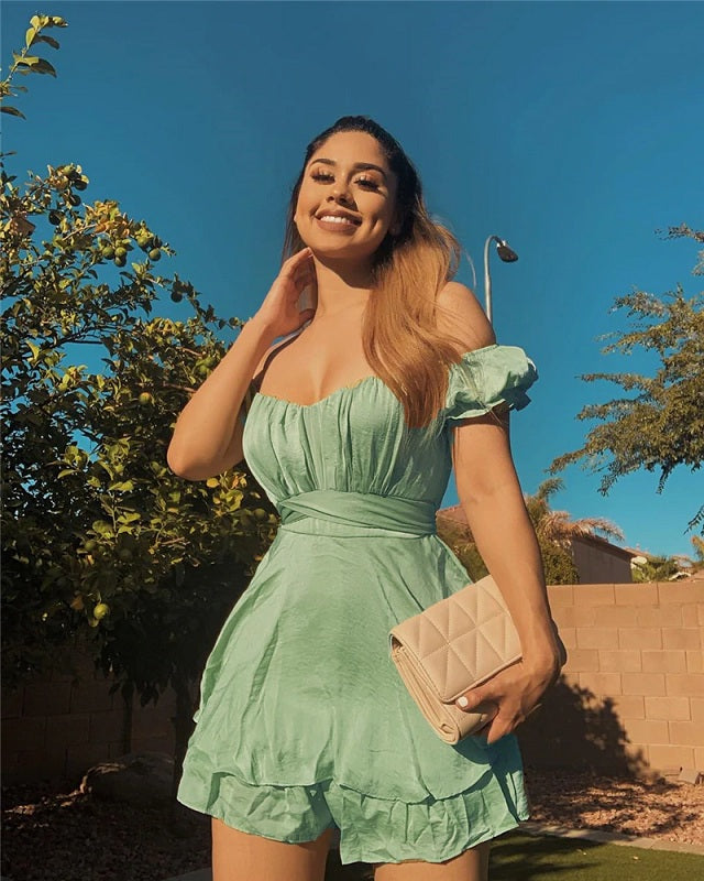 Casual Solid Color Slim Fit A-line Ruffles Dresses