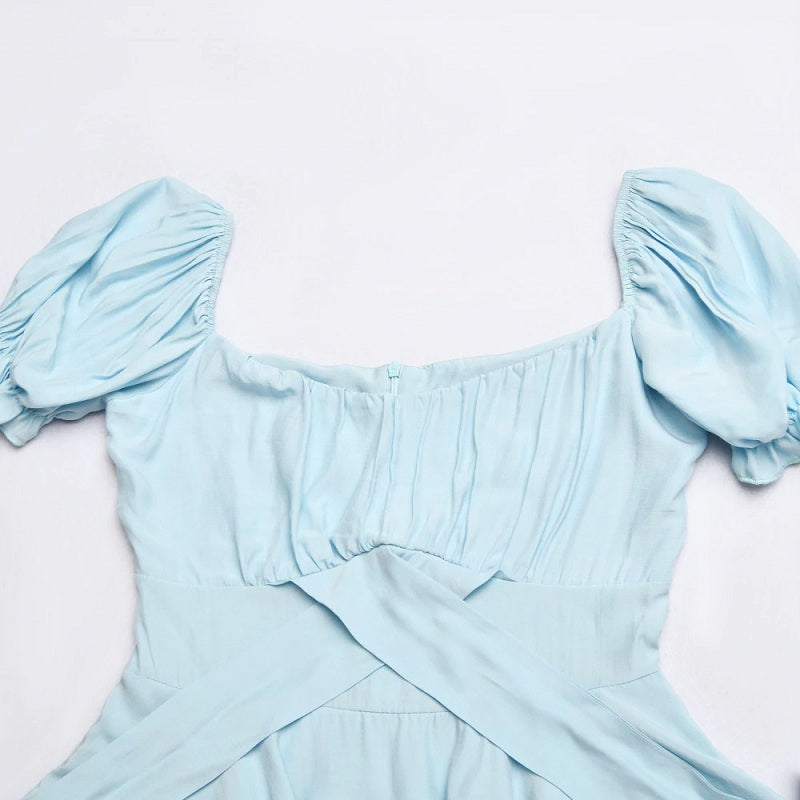 Casual Solid Color Slim Fit A-line Ruffles Dresses