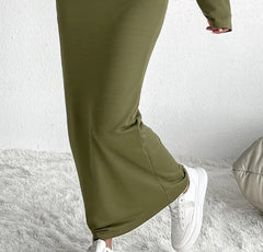 Casual Solid Long Sleeve Coat Sleeveless Bodycon Dress