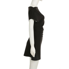 Casual Solid Skew Collar Pullover Regular Above Knee Dress