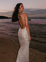 Casual Spaghetti Strap Backless Square Collar Mesh Rhinestone Patchwork Diamonds Long Maxi Dress