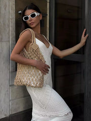 Casual Spaghetti Straps Hollow Sleeveless Knit Dress