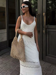 Casual Spaghetti Straps Hollow Sleeveless Knit Dress