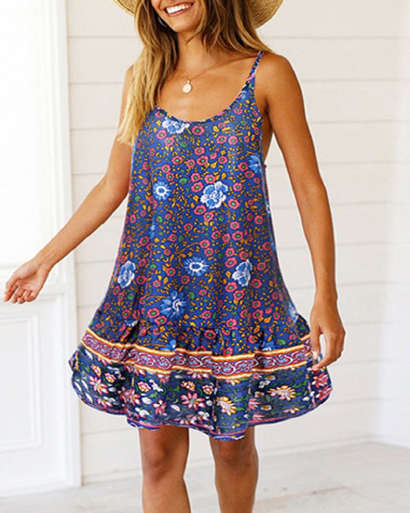 Casual Spaghetti Straps V-Neck Sundress