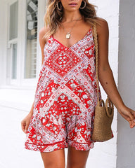 Casual Spaghetti Straps V-Neck Sundress