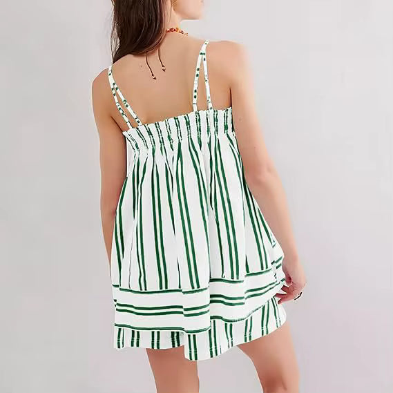 Casual Splicing Striped Strap Loose Top And Shorts Two Piece Set