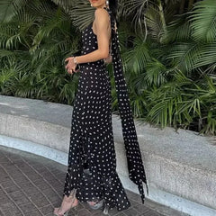 Casual Square Neck Sleeveless High Waist Temperament Long Dress