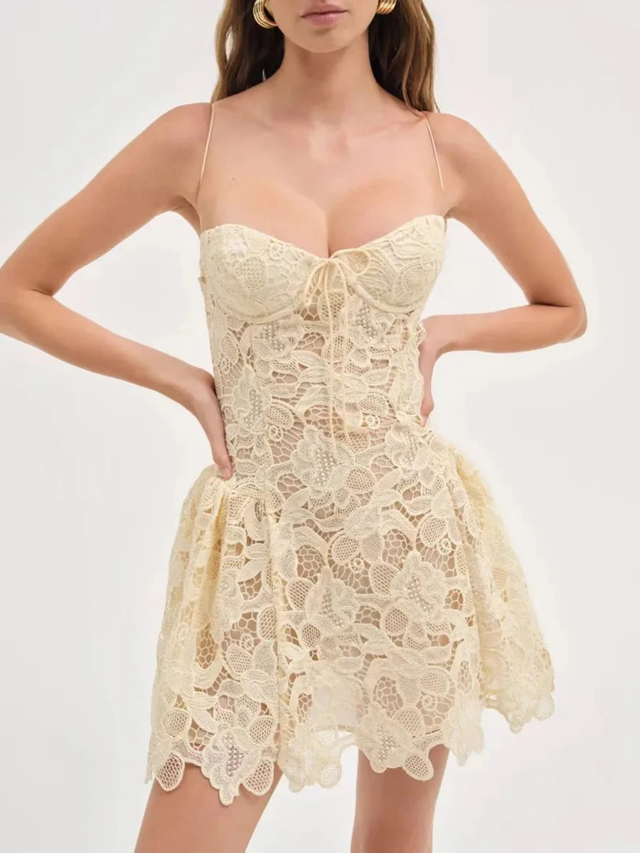 Casual Square Neck Sleeveless High Waist Temperament Mini Dress